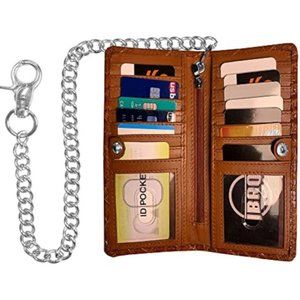 NEW Motorcycle Chain Wallet for Men - Crocodile Brown